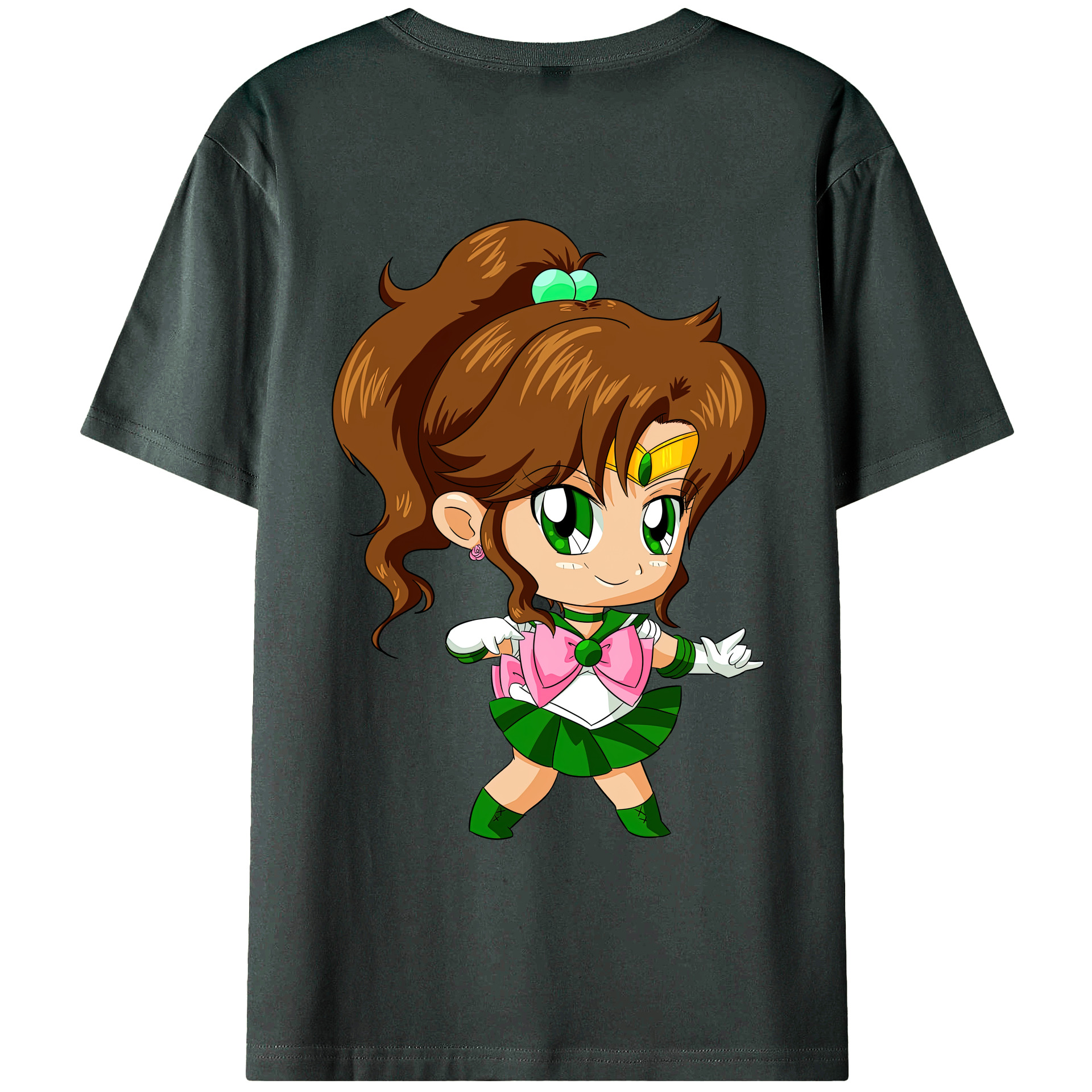 （画像用） 美少女戦士セーラームーン 木野 まこと きの まこと Sailor Moon Kino Makoto （セーラージュピター；Sailor Jupiter） 綿100％ メンズ半袖Tシャツ（バックプリント） 通気性